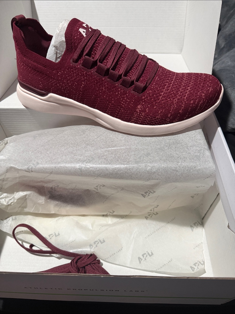 APL TechLoom Knit Slip-On Sneaker - Burgundy with Light Pink Sole